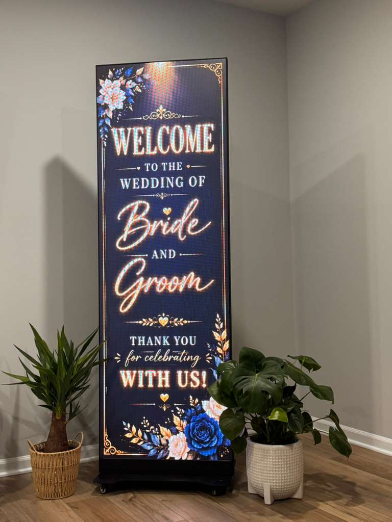 Detroit LED Co vertical LED display showing corporate golf outing event design
